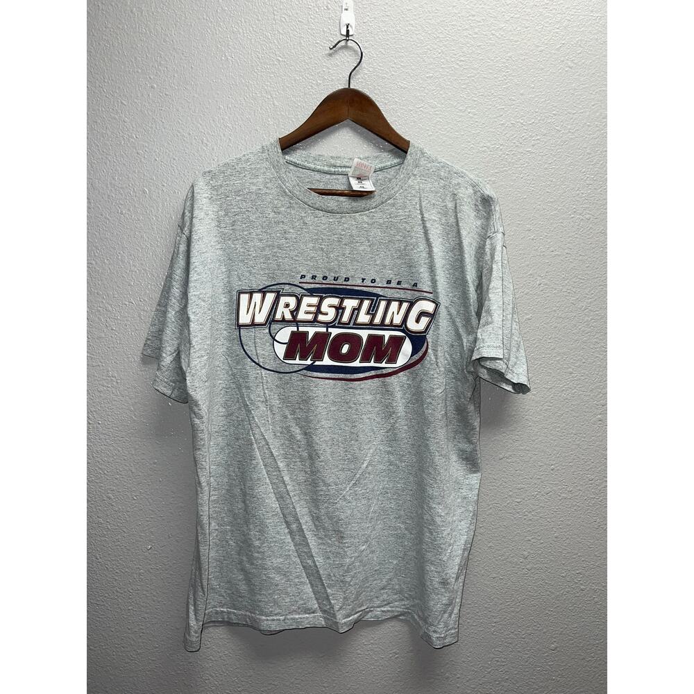 Vintage Wrestling Shirt Proud To Be A Wrestle Mom Great Life Gray 90s Tee Large